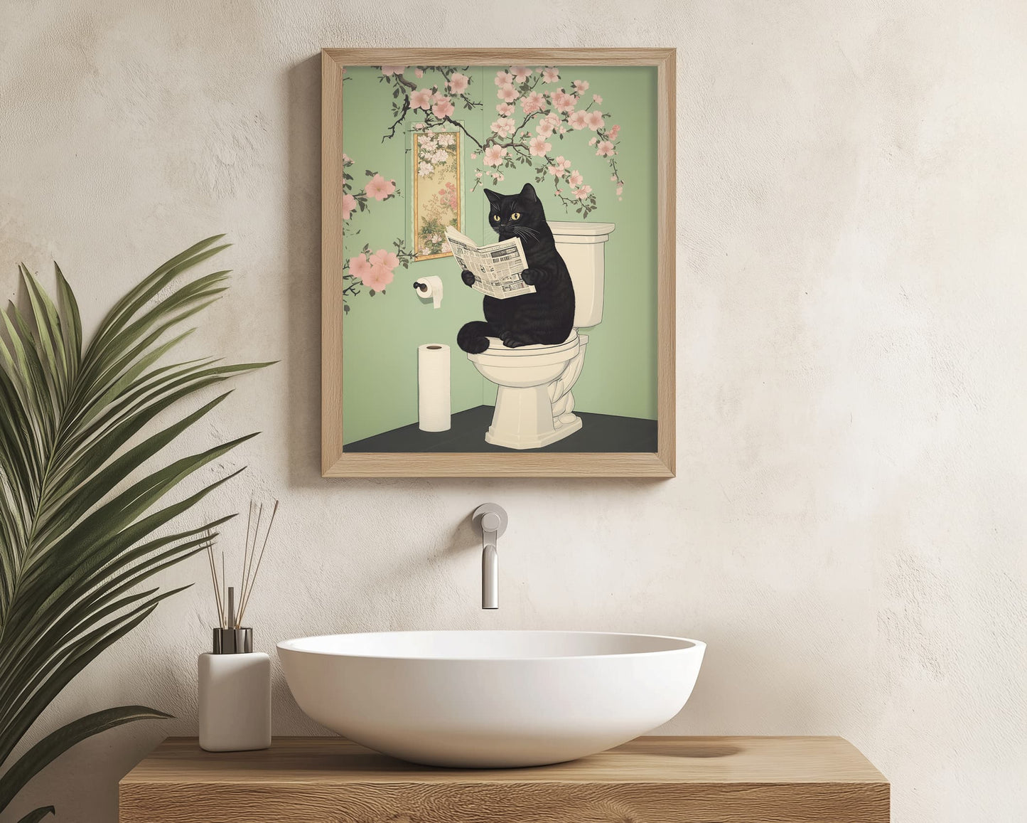 Funny Japandi cat poster