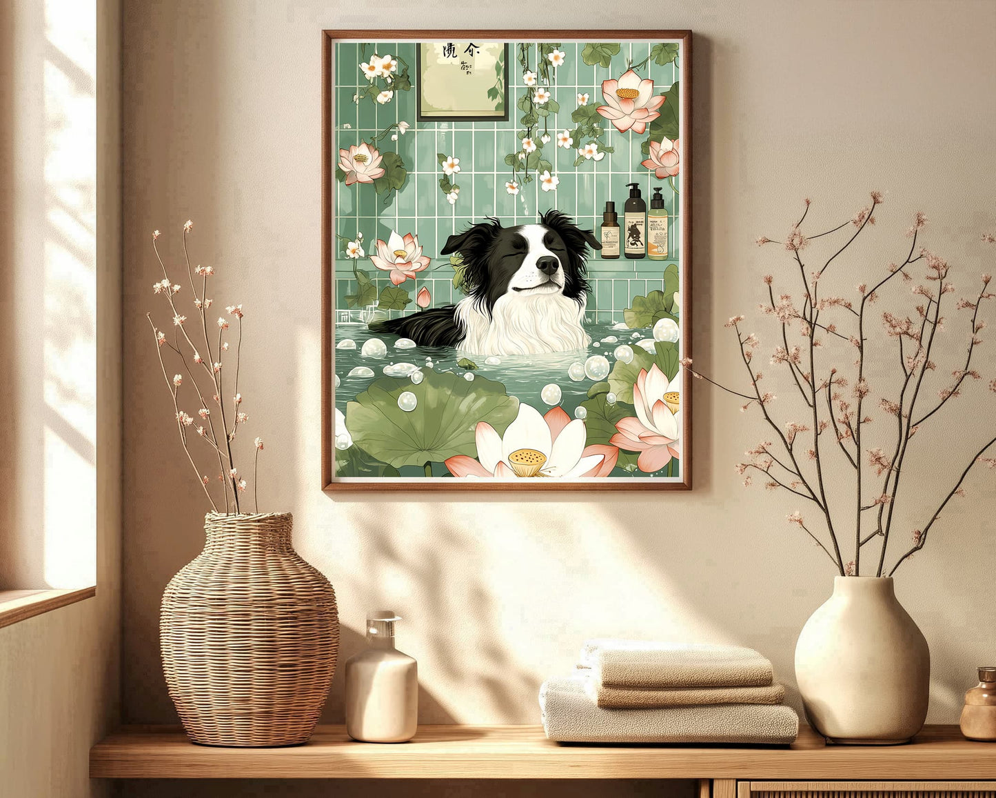 Relaxing dog art for spa walls