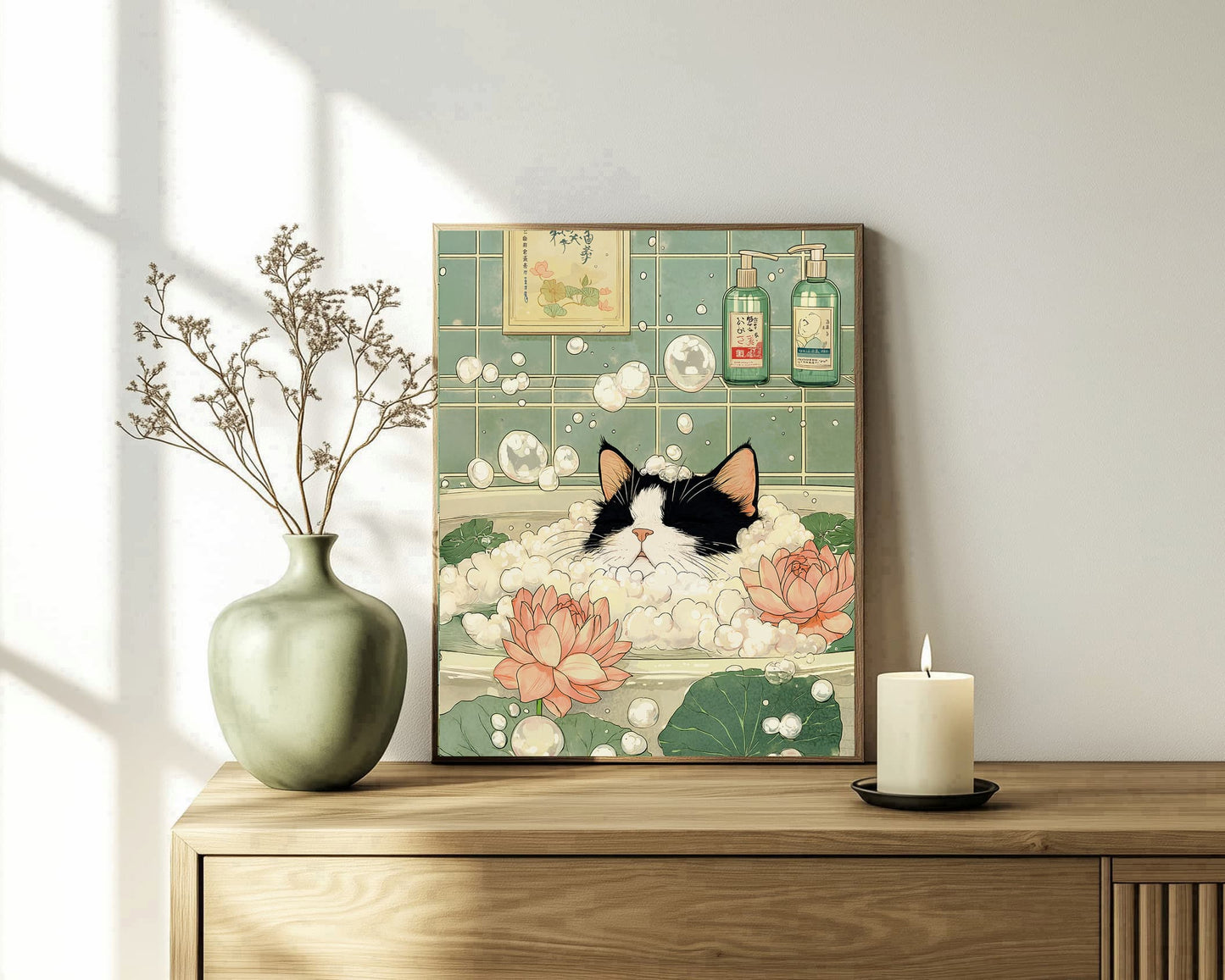 Minimalist cat wall decor for bathroom
