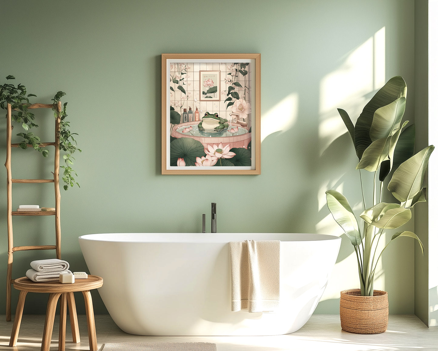 Japan wall art featuring frog in serene style
