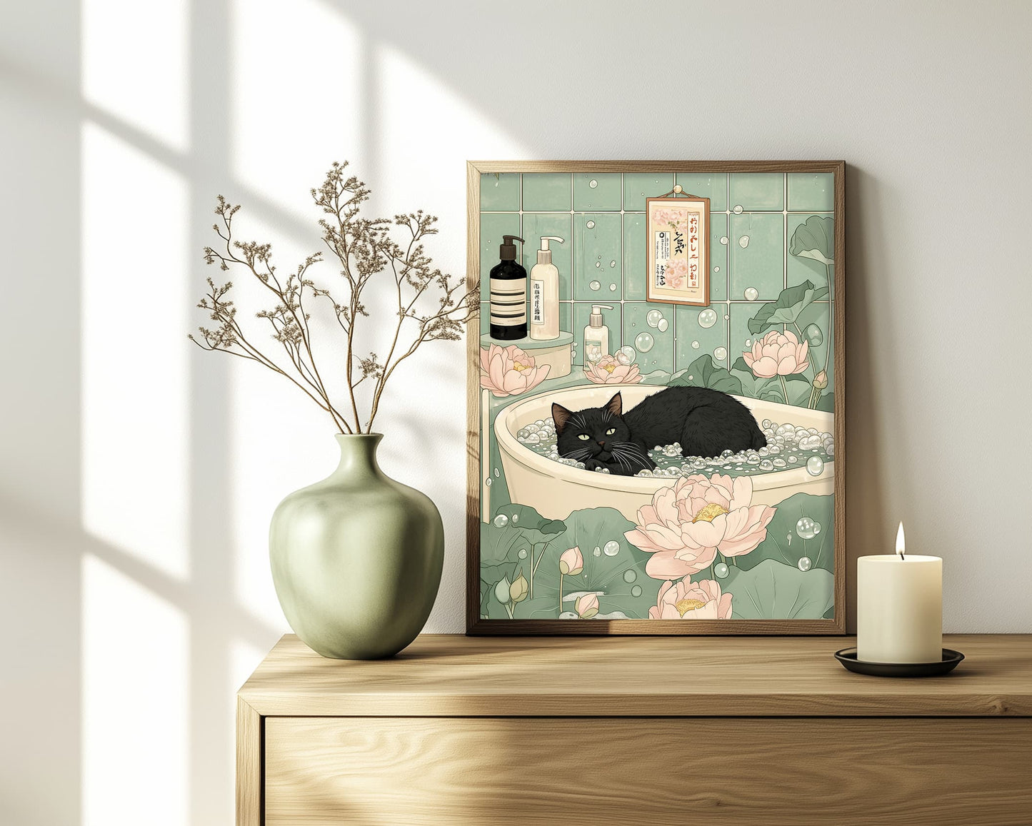 Minimalist black cat wall art