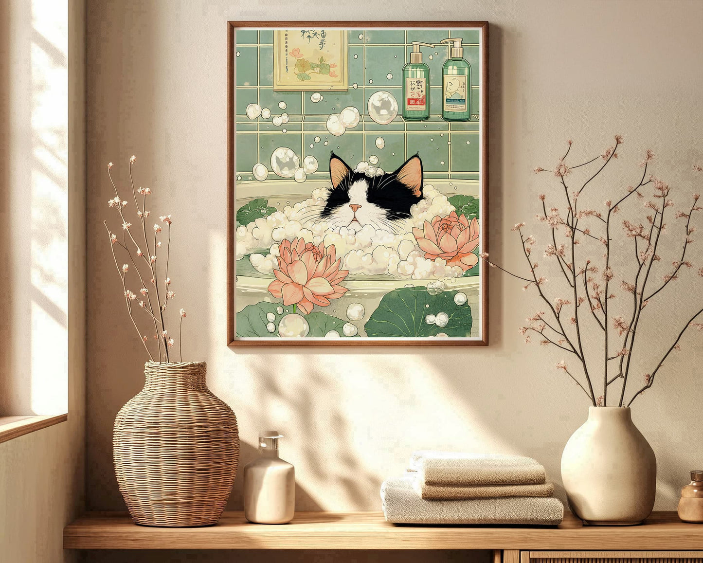 Cute tuxedo cat spa poster gift