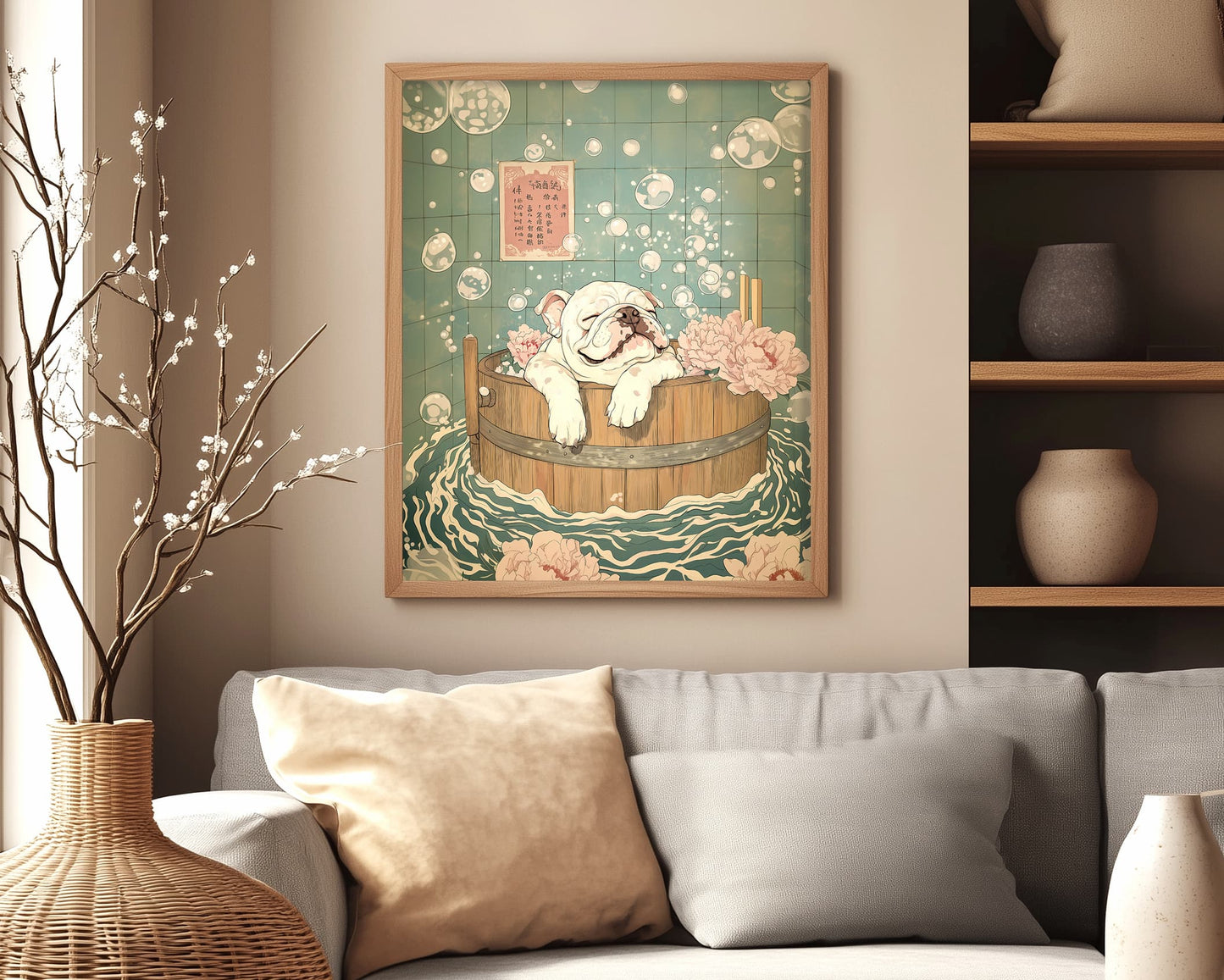 Minimalist dog print for spa decor