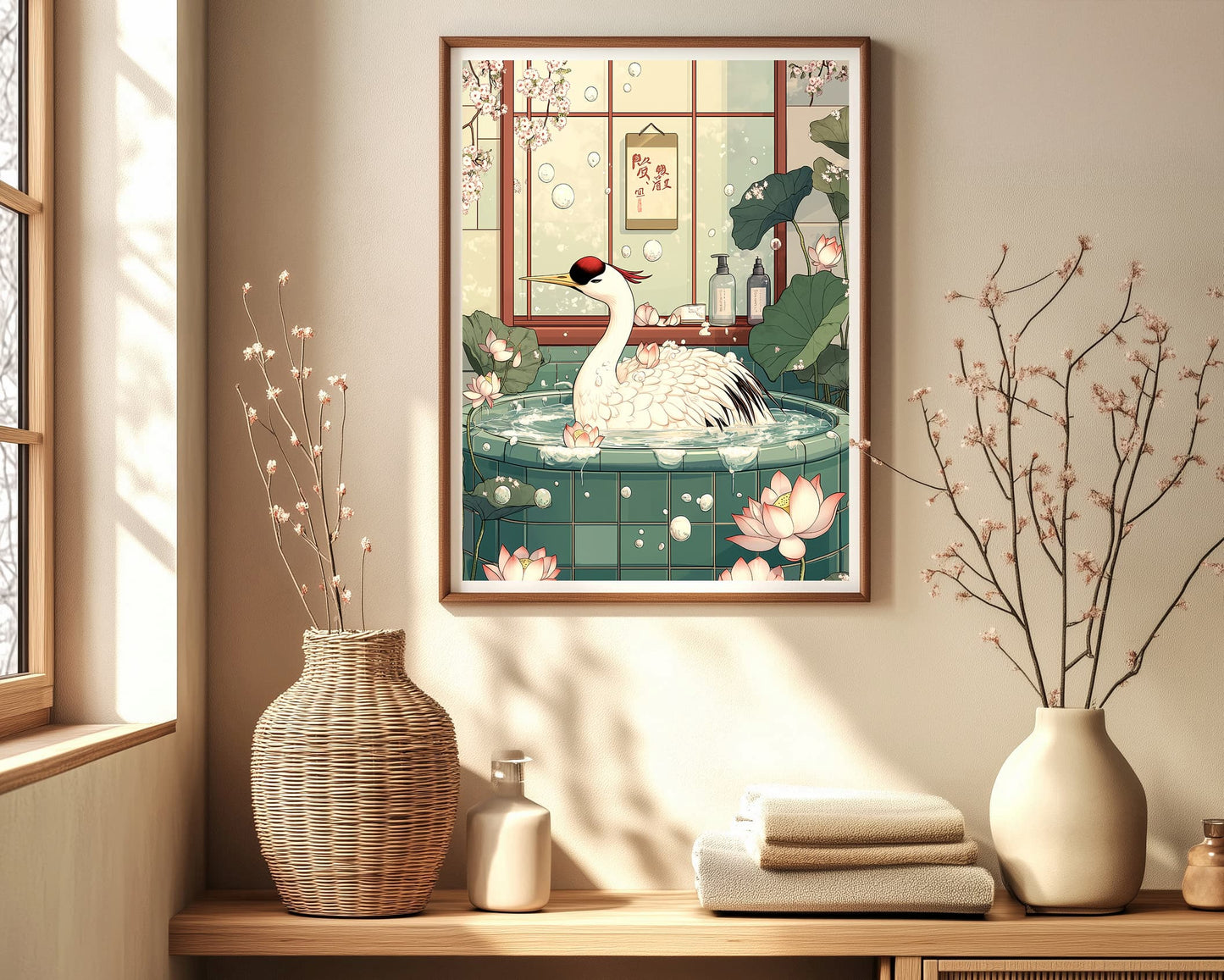 Japanese spa bathroom print