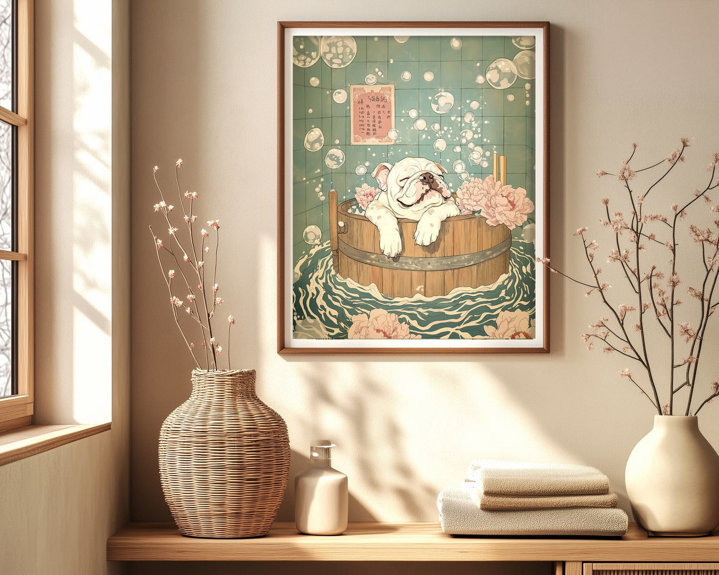 Dog in tub art for dog moms