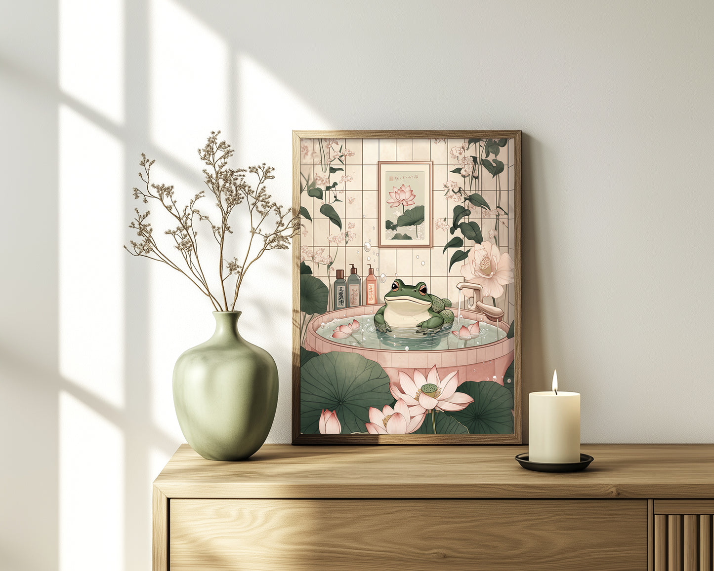 Ukiyo-e inspired frog wall art for Japanese decor