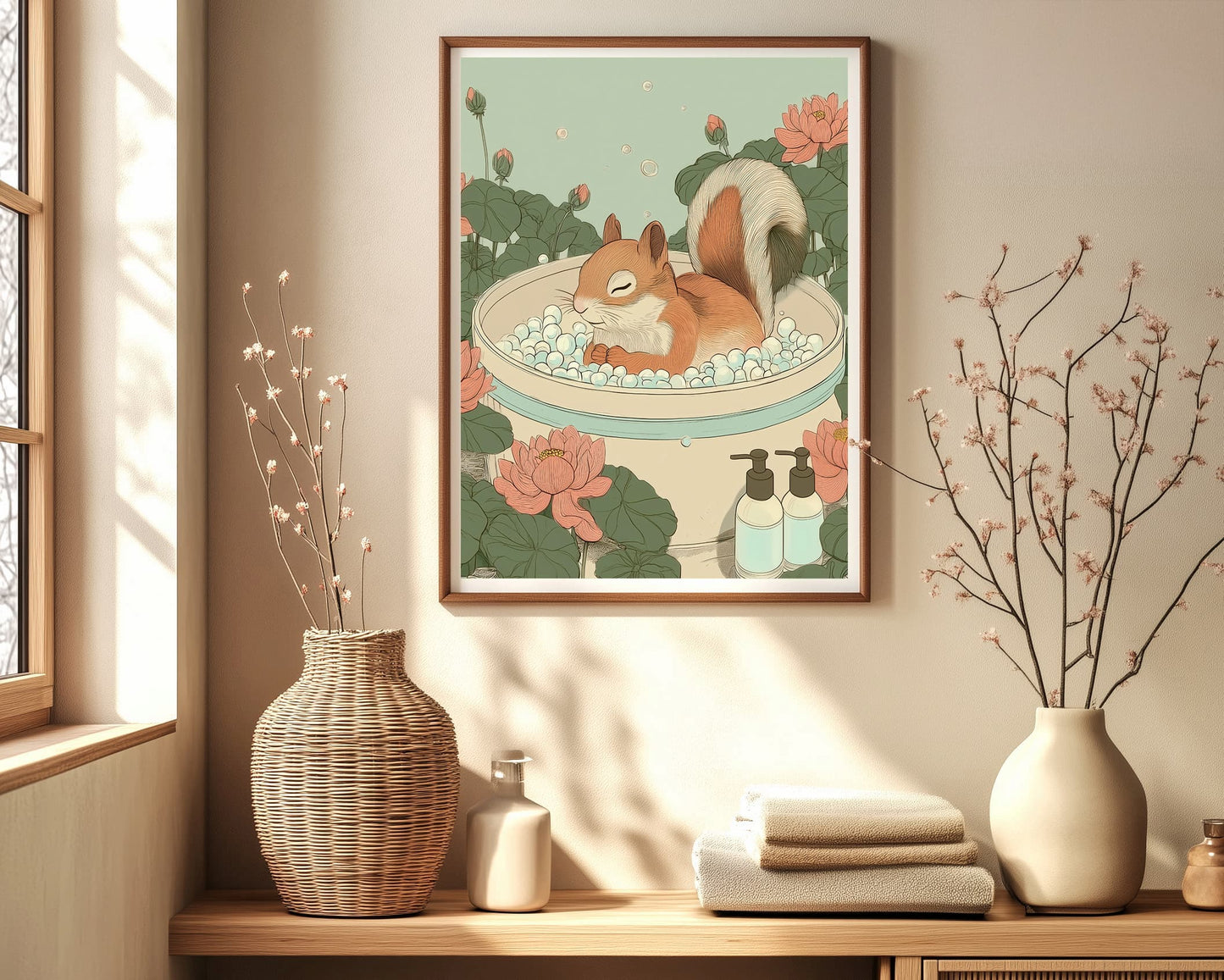 Woodland animal wall art with soft tones