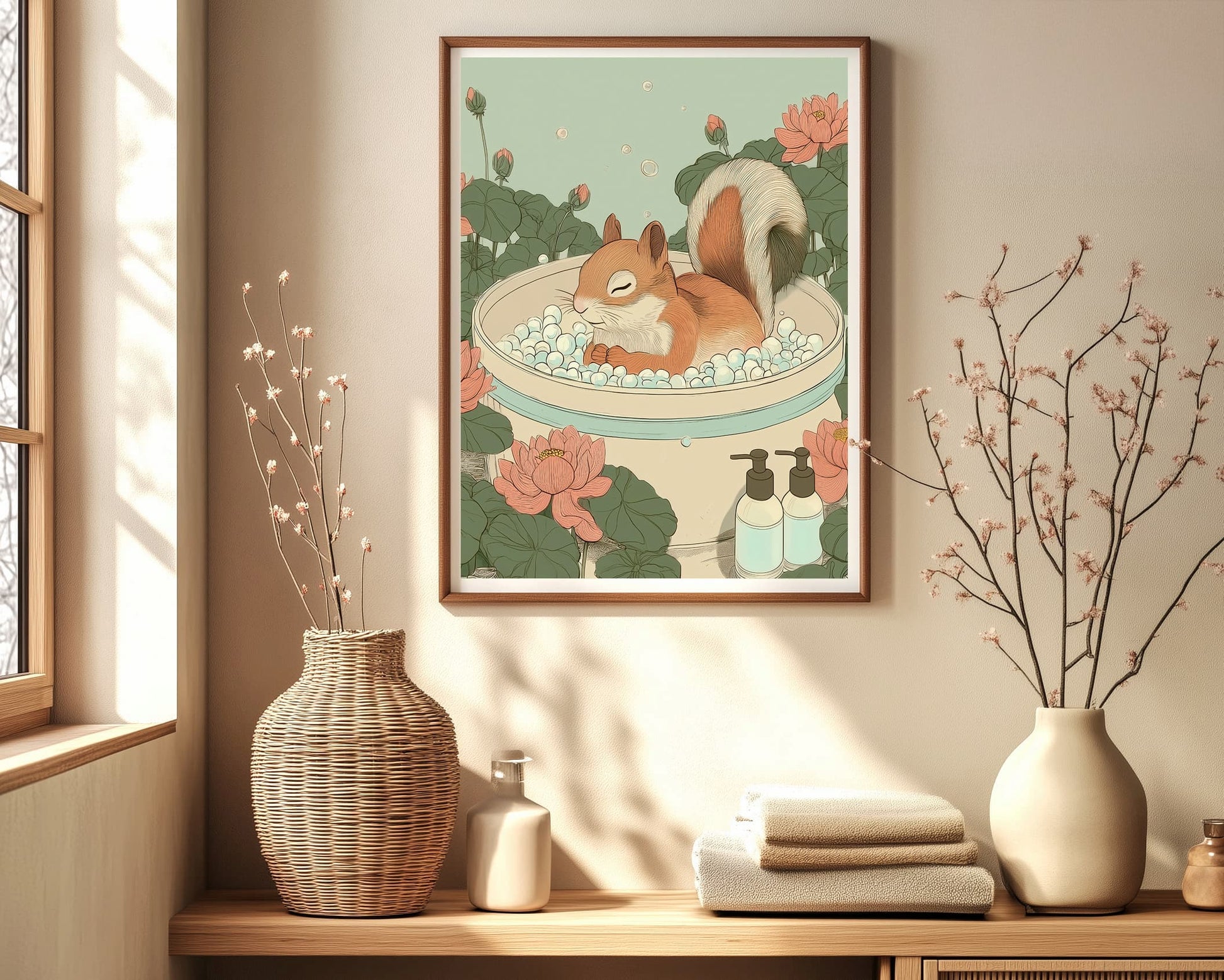 Woodland animal wall art with soft tones