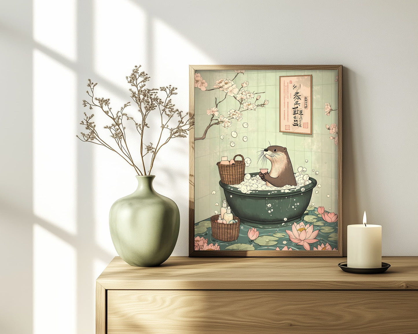 Funny otter zen spa wall art print