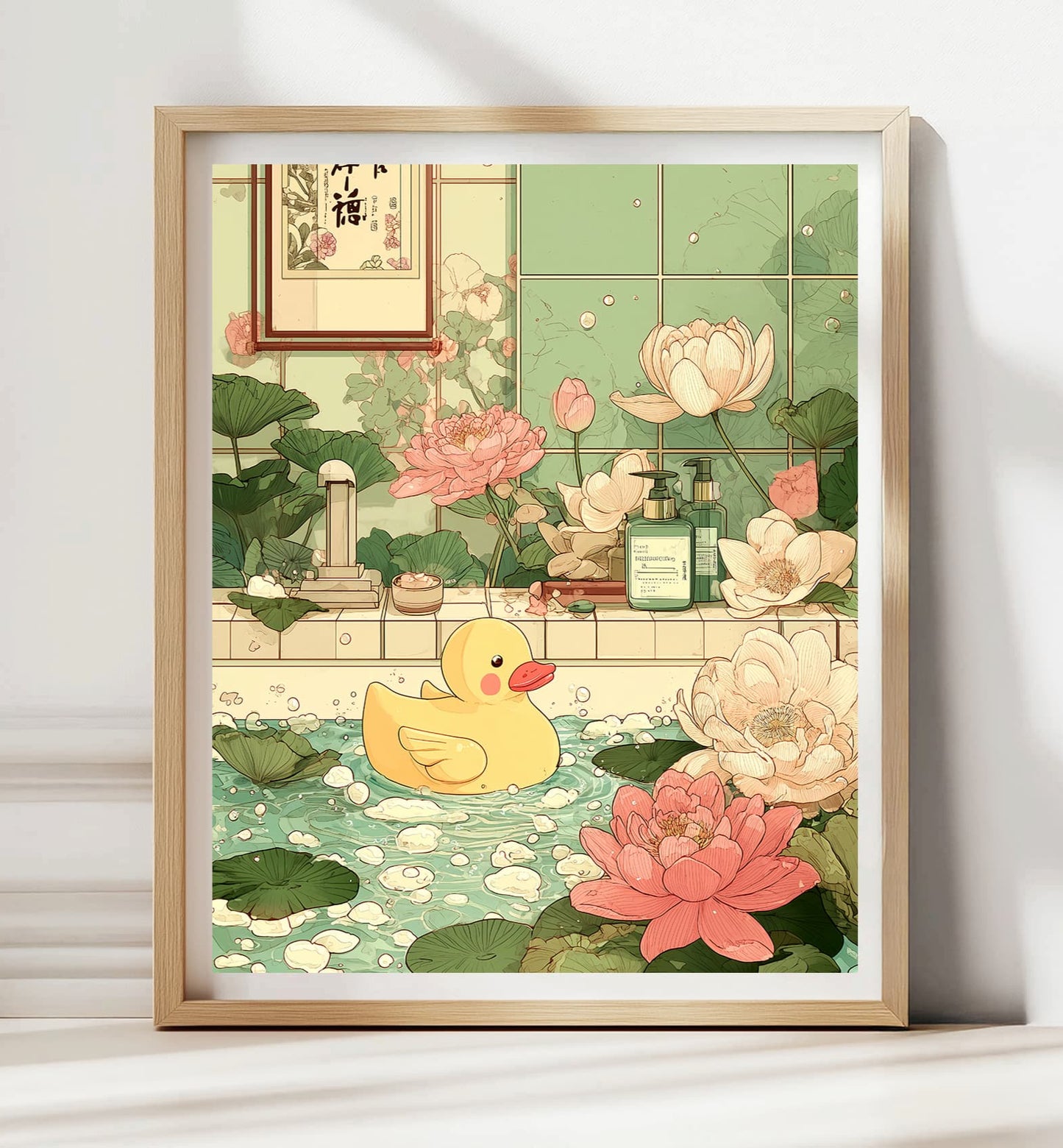 Rubber duck in bathtub wall art