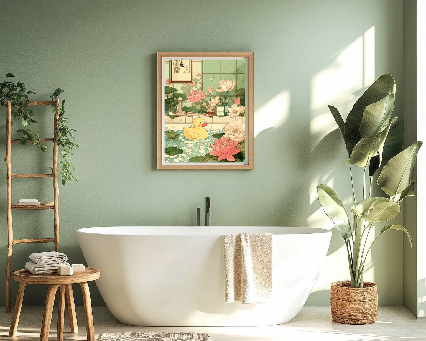Minimalist duck poster for spa decor