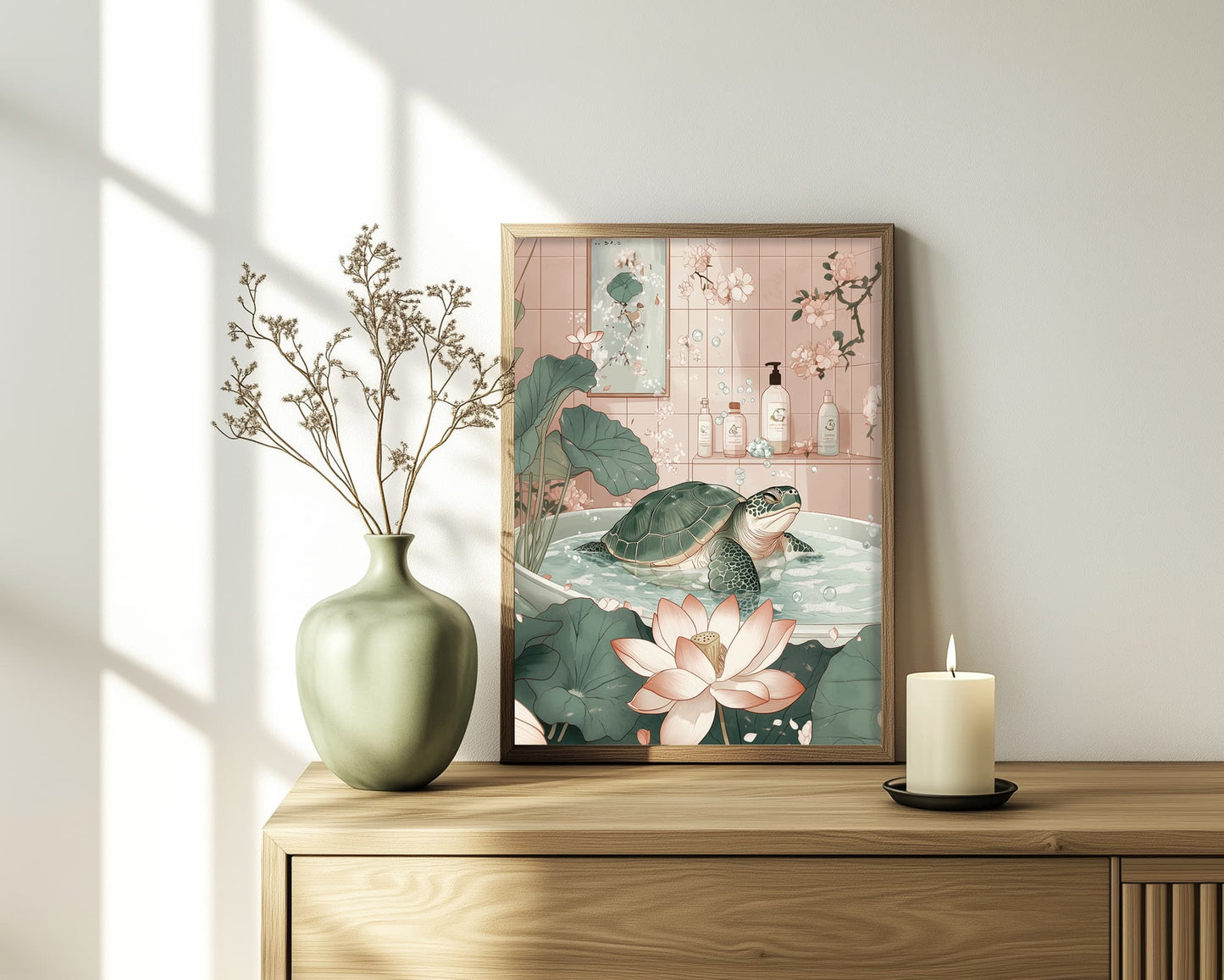 chinese print relaxing sea turtle spa wall decor