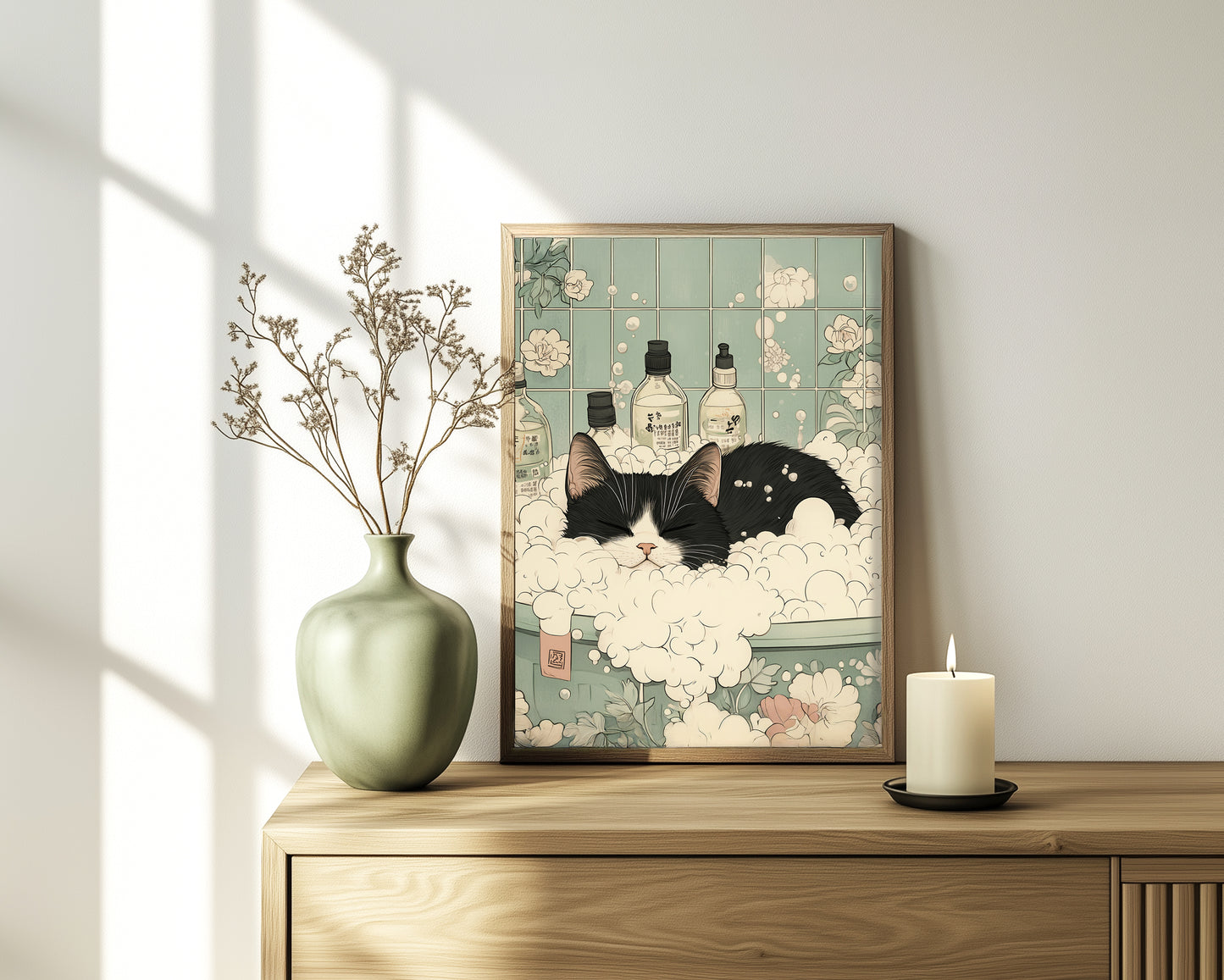Quirky cat art print perfect for cat lovers