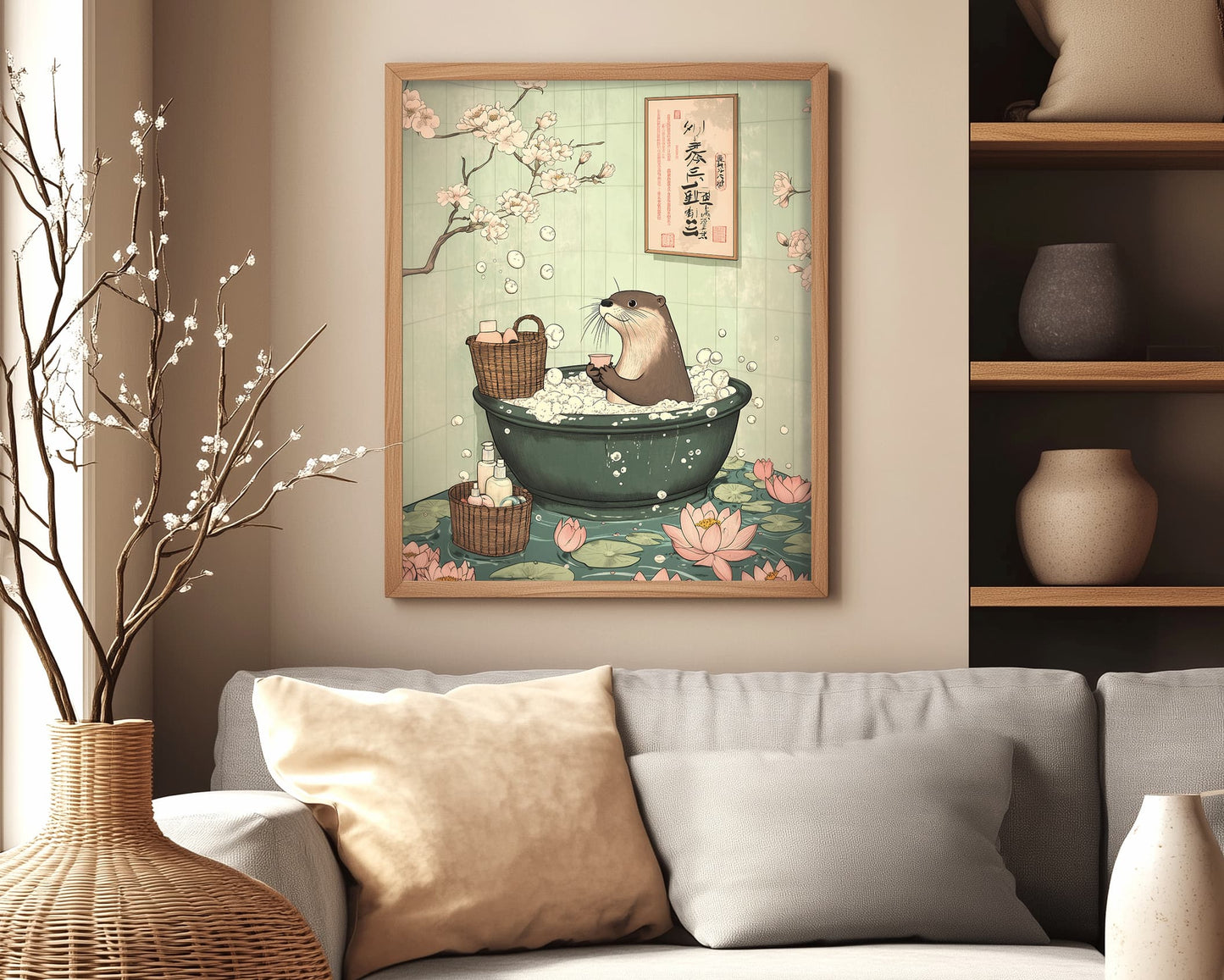 Japanese style animal poster with otter