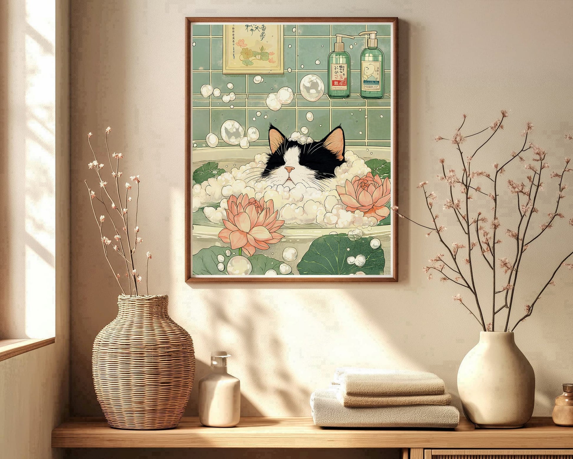 Cute tuxedo cat spa poster gift