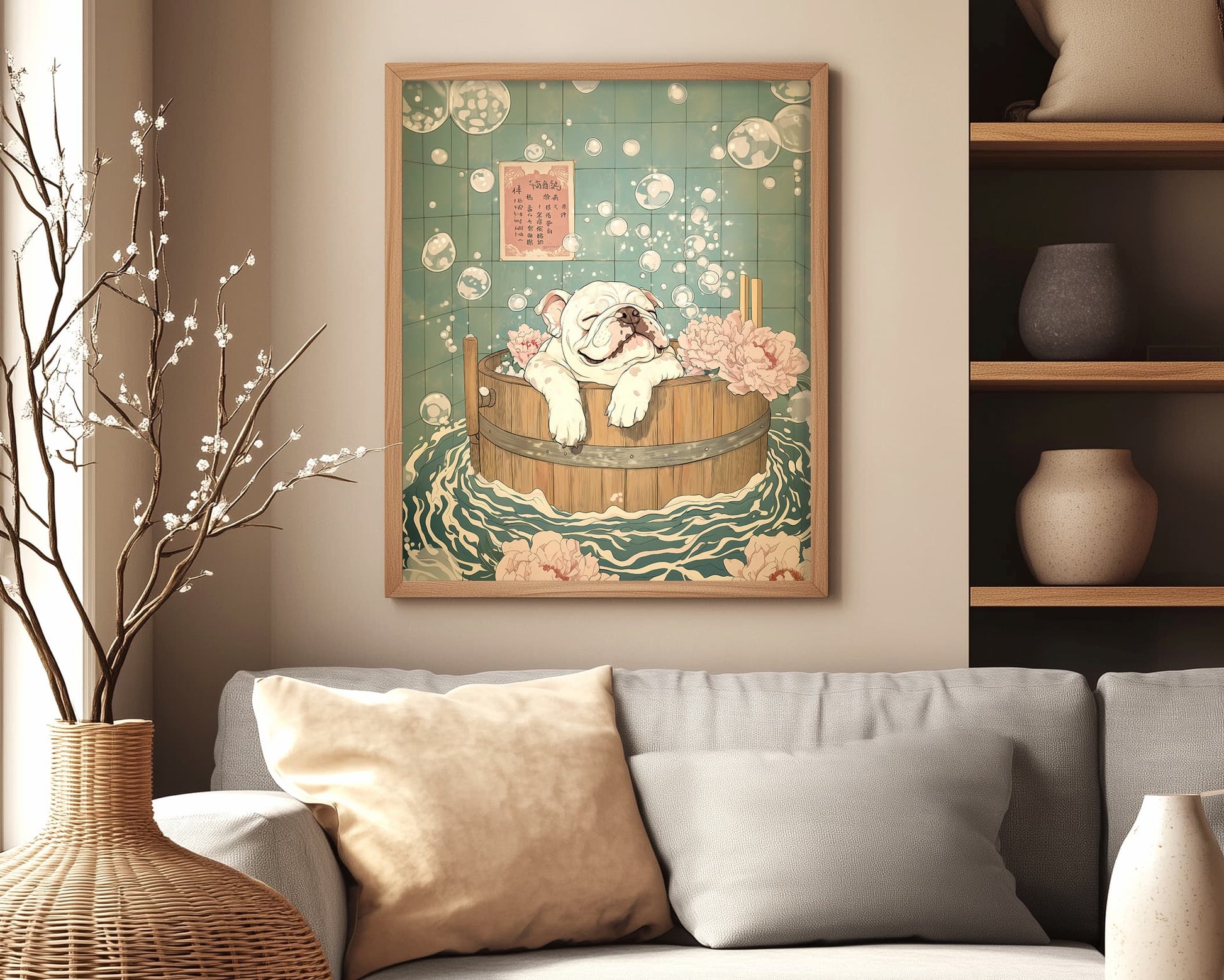 Minimalist dog print for spa decor