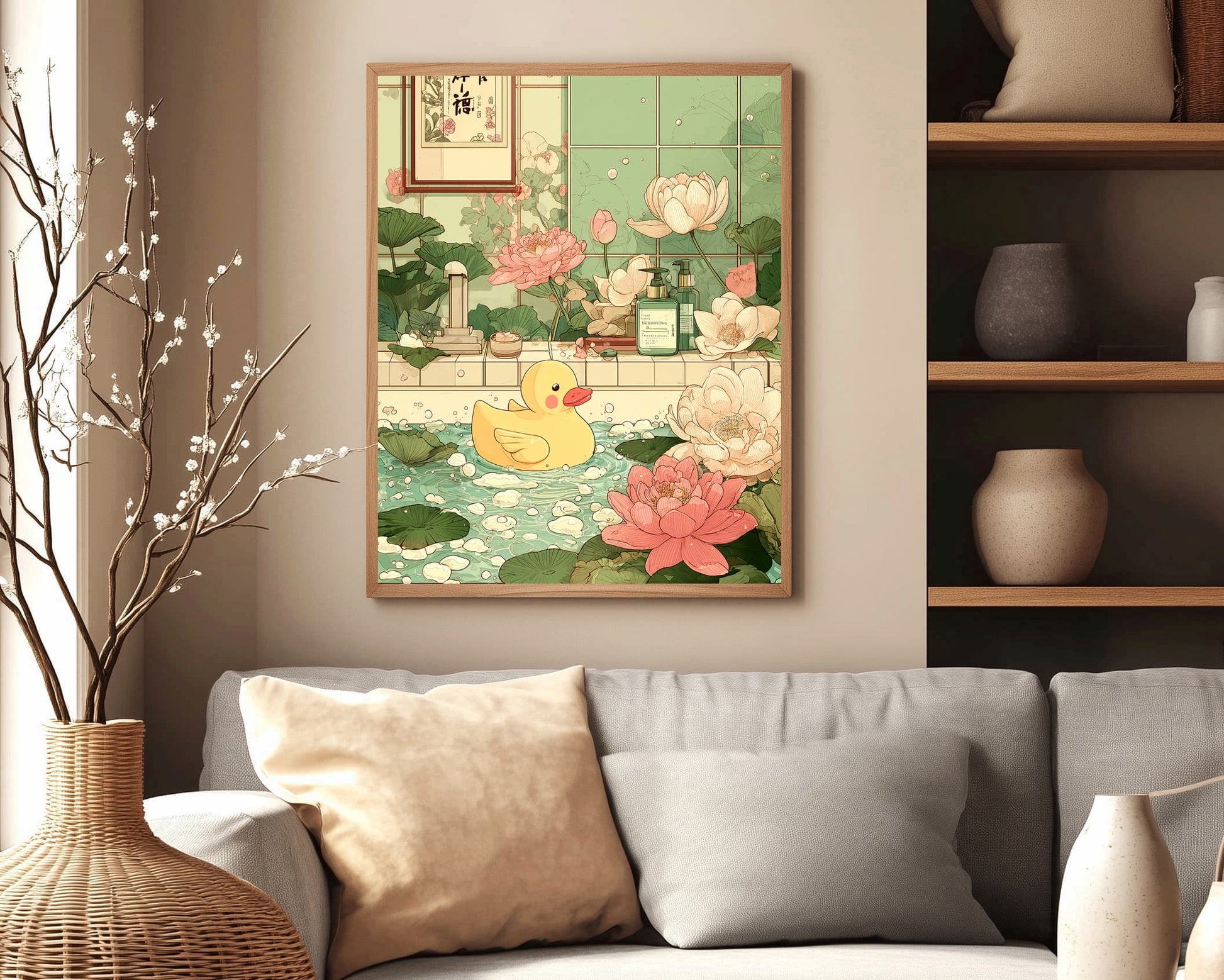 Zen bathroom print with duck