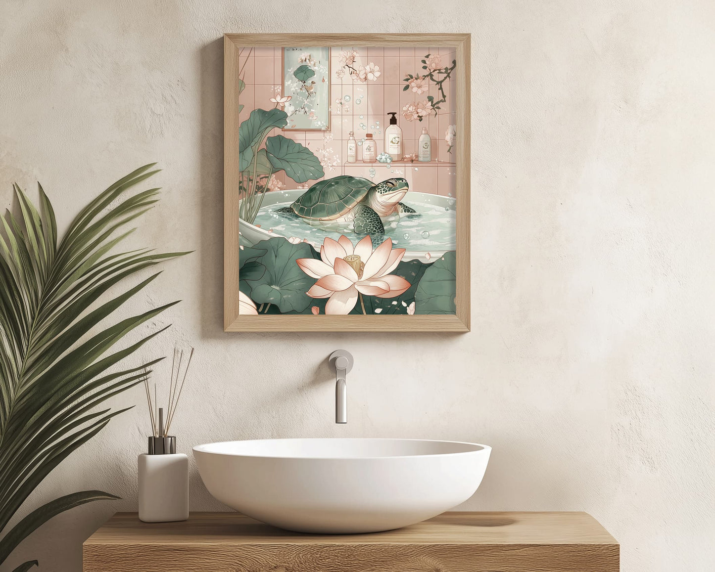  Minimalist Japanese sea turtle bathroom wall print