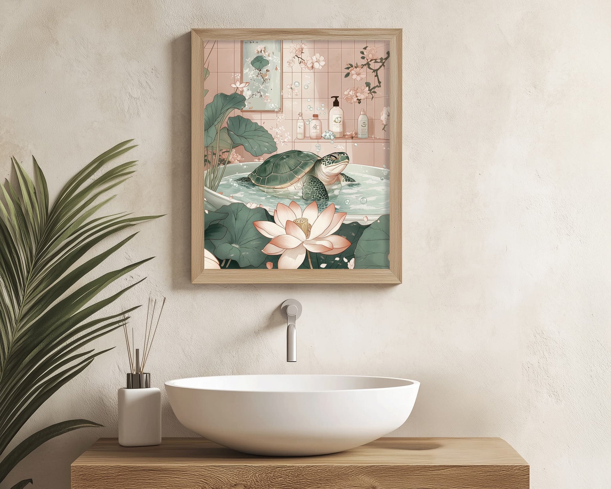  Minimalist Japanese sea turtle bathroom wall print