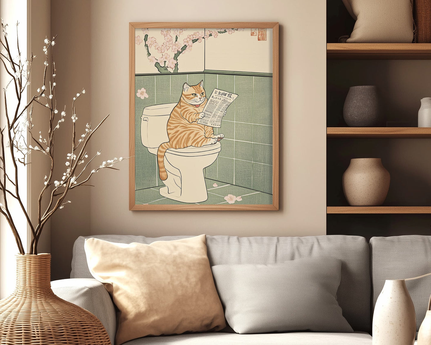  Ginger cat toilet print for cat lovers