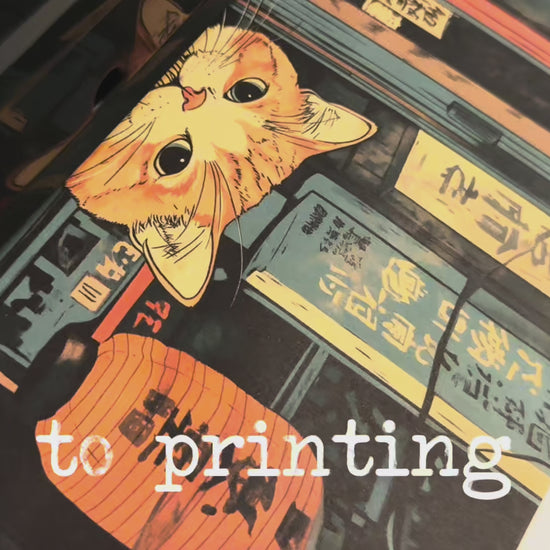 cute cat poster japandi style interior
