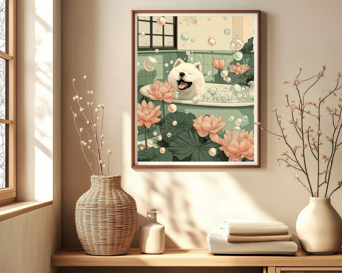 Cute pet poster for spa-inspired wall decor