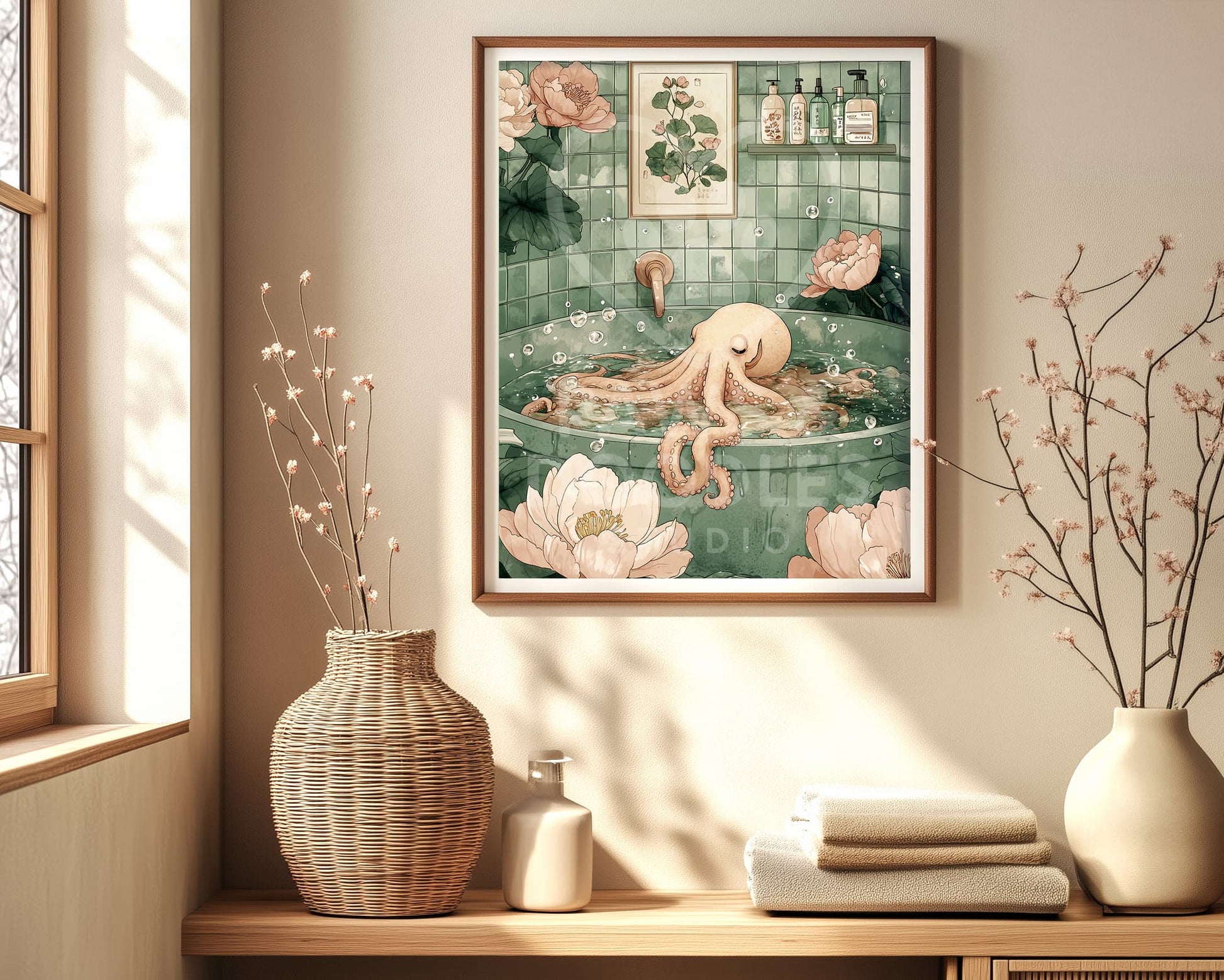 Minimalist spa-style sea creature art
