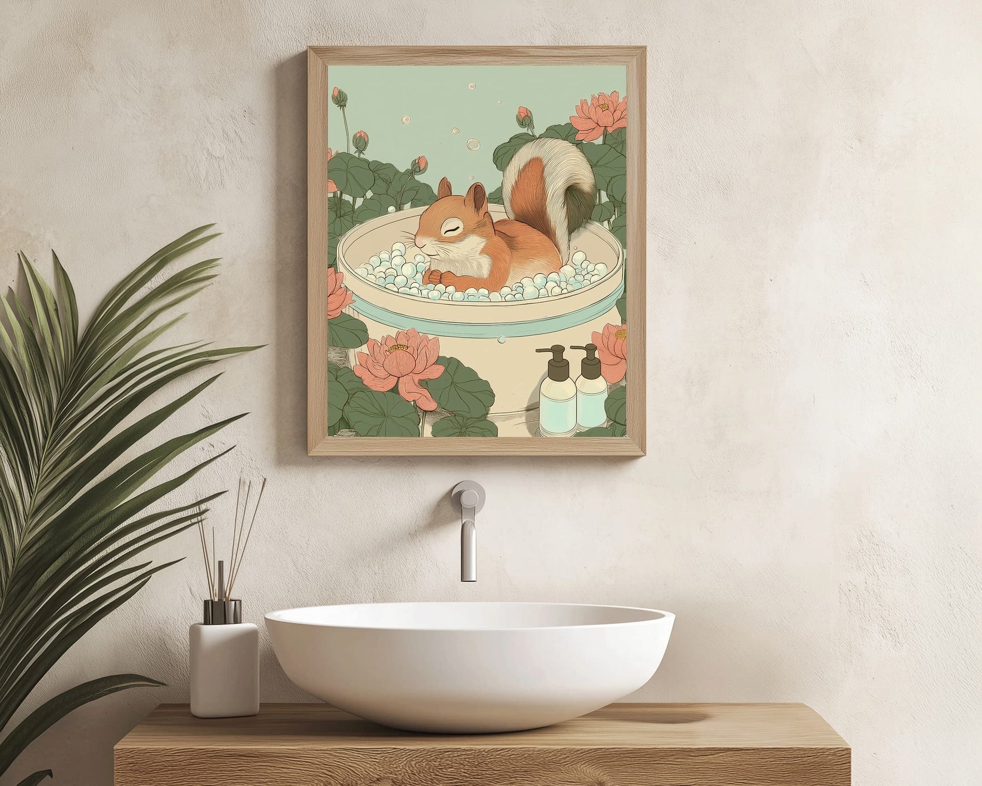 Minimalist squirrel print for bathroom