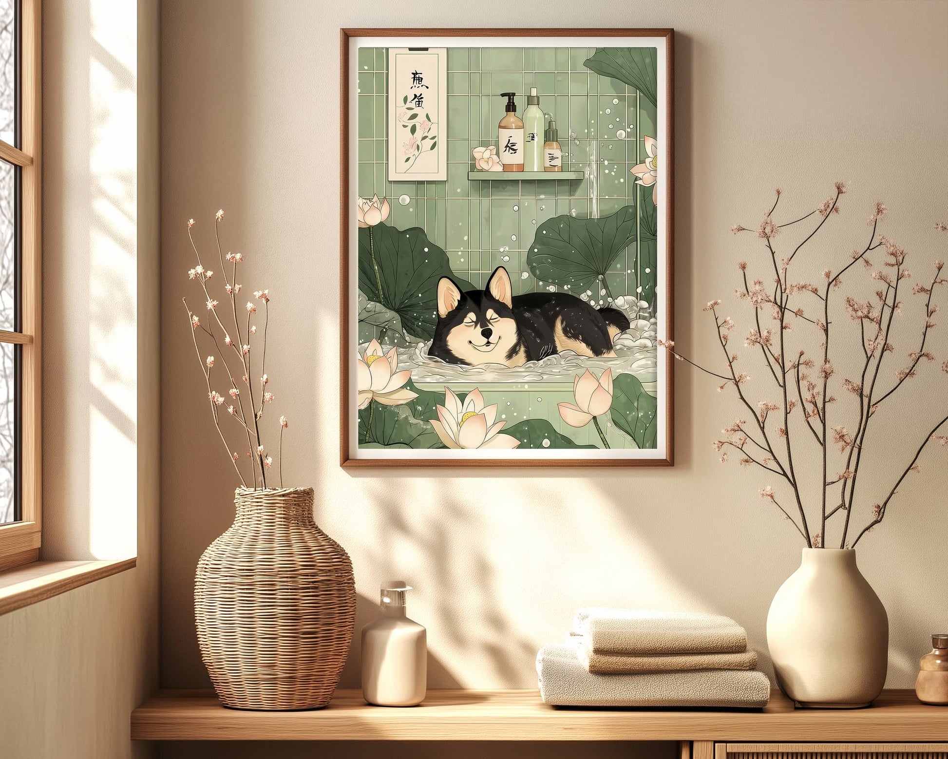 Japanese dog wall decor