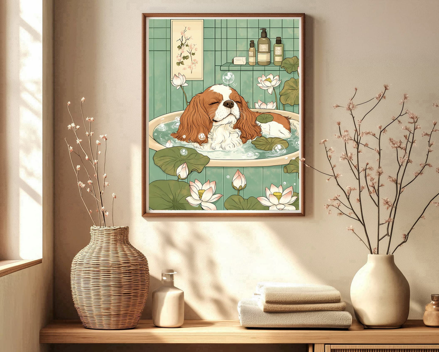 Funny Japandi dog wall art